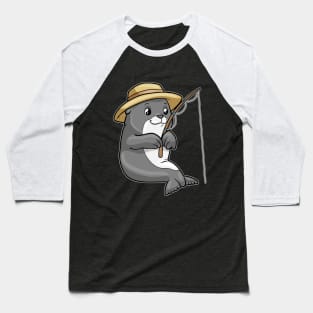 Seal at Fishing with Fishing rod & Hat Baseball T-Shirt